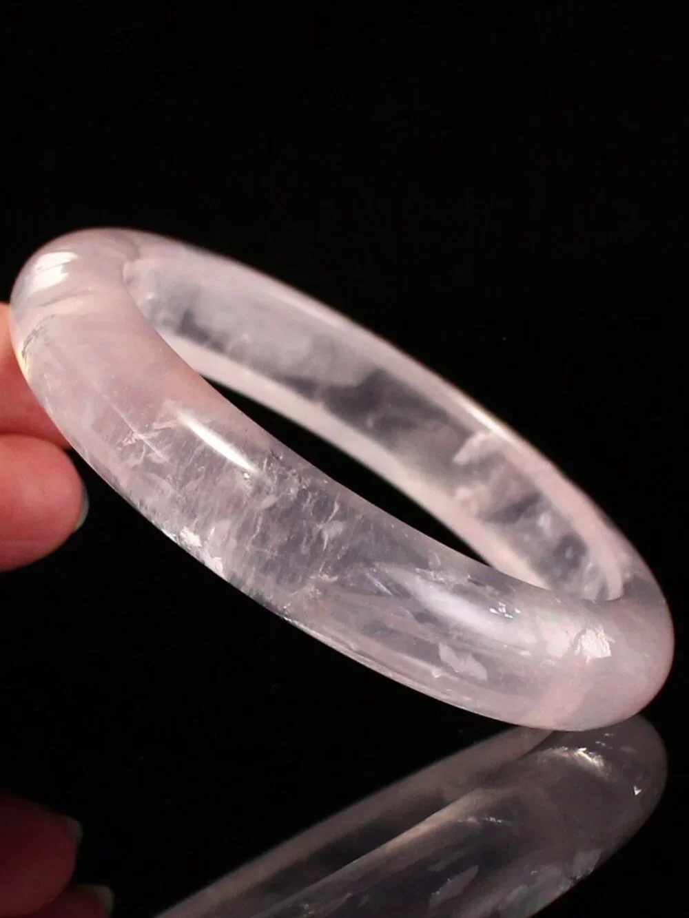Natural Rose Quartz Bangle 42.89g 54mm ID Mozambique Pink Gemstone Crystal Cert